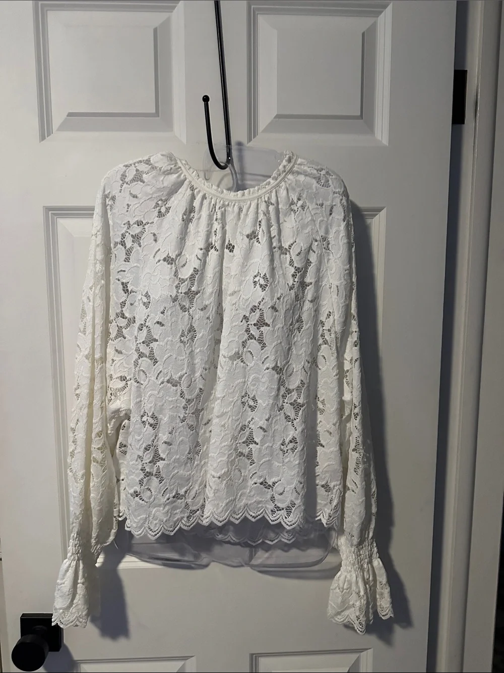 Free People Ivory Floral Lace Long-Sleeve Blouse